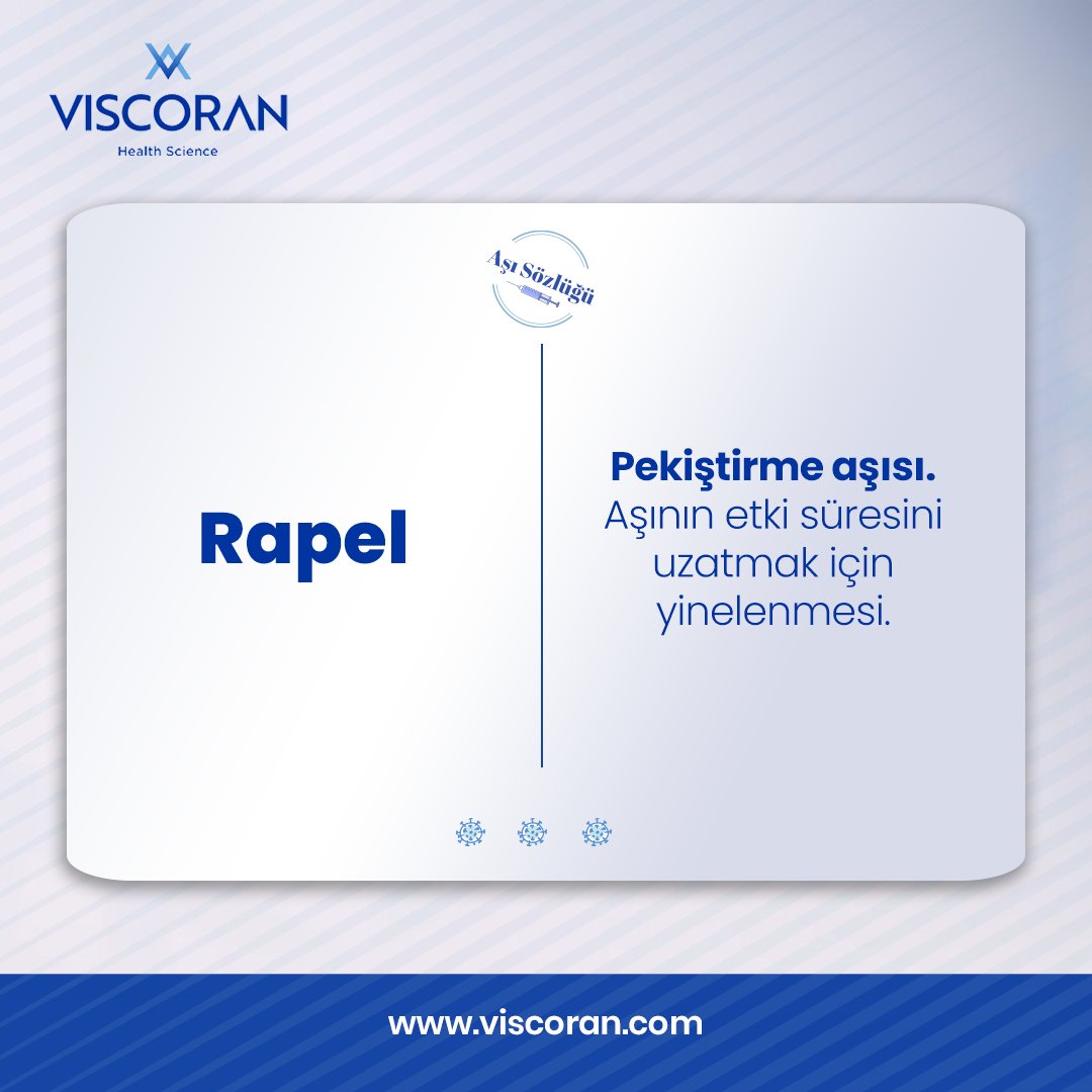 Aşı Sözlüğü: Rapel
Pekiştirme aşısı. Aşının etki süresini uzatmak için yinelenmesi.

#aşısözlüğü #rapel