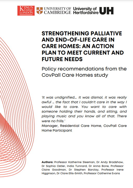 Out today! | Strengthening palliative and end-of-life care in care homes: an Action Plan to meet current and future needs | Ten policy recommendations from the Covpall Care Homes study
kcl.ac.uk/cicelysaunders…

<a href="/kesleeman/">Prof Katherine Sleeman</a> <a href="/CatherineJanee1/">Prof Catherine Evans</a> <a href="/runnermandoc/">Martin Vernon</a> <a href="/Andy_bradshaw94/">Andy Bradshaw</a>