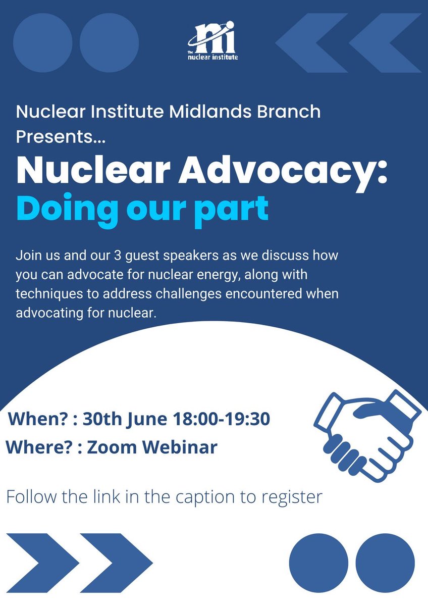 Join the <a href="/NI_Midlands/">Nuclear Institute Midlands Branch</a> for their panel discussion about being an advocate for nuclear energy this Thursday bit.ly/3tFkHWI