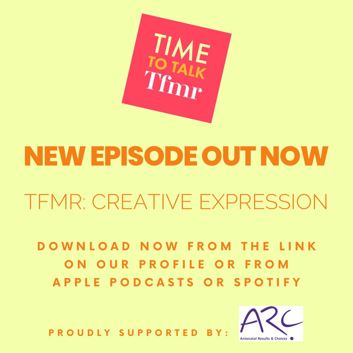 Latest episode is now available: podcasts.apple.com/gb/podcast/tim… Creativity, of all kinds can help connect us to ourselves, our grief & each other. Buff reads a couple of her poems, written after her #TFMR. Listen now! #LetsKeepTalkingTFMR #BreakTheSilence #TogetherForChange