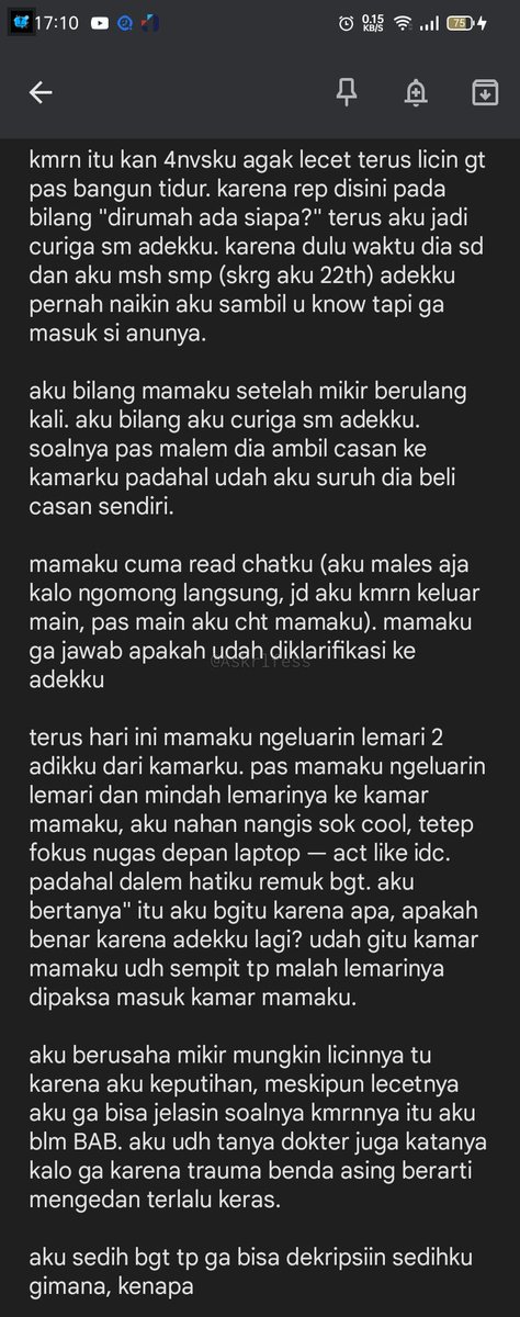 Askrlfess's tweet photo. [askrl] kinda 🔞⚠️
biasanya kalo sedih lari ke pacar. tp aku ga bisa cerita masalah ini, so guys pls cheer me up https://t.co/T7bnLUoaLZ