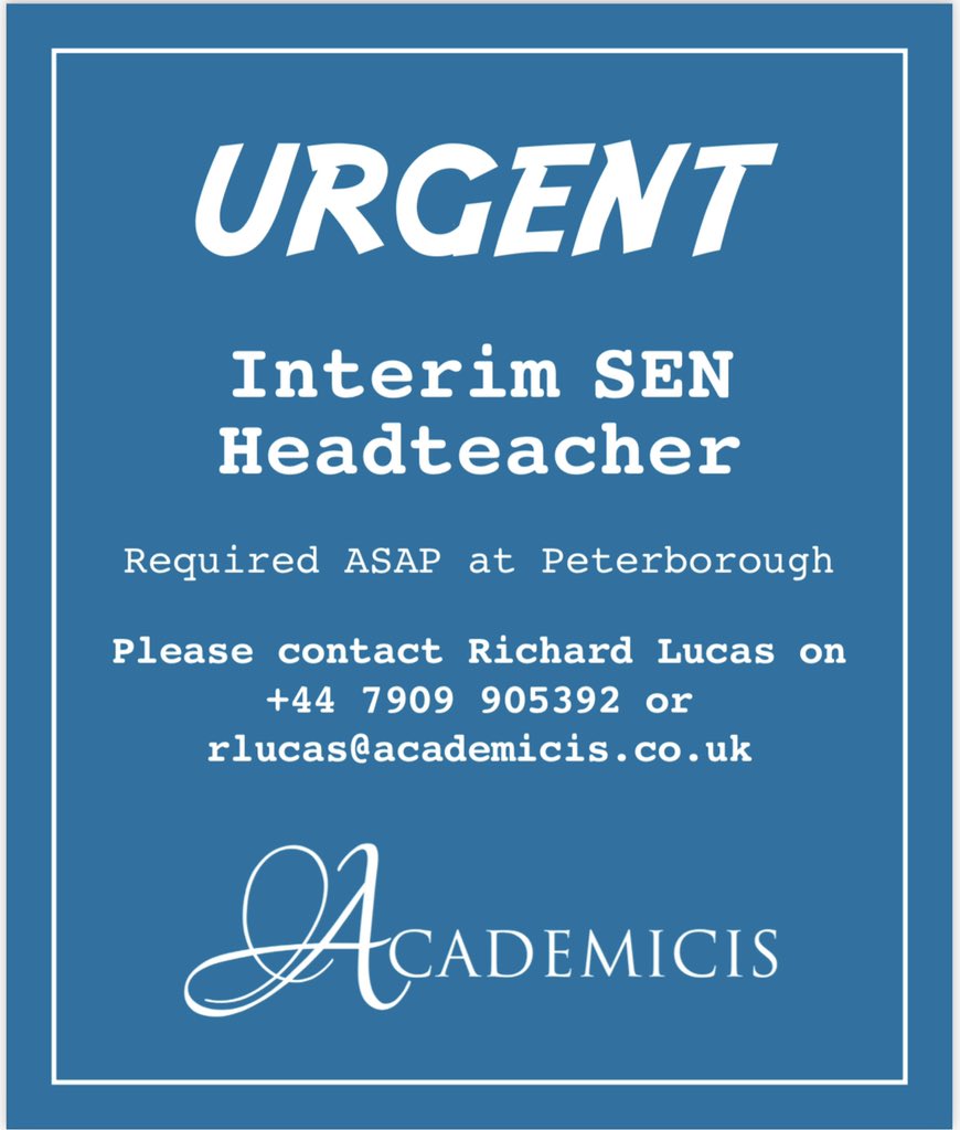 Academicis's tweet photo. #Academicis #education #Covid19 #school #educationrecruitment #DeputyHeadteacher #Head #Headteacher https://t.co/YZxqQXGzIA