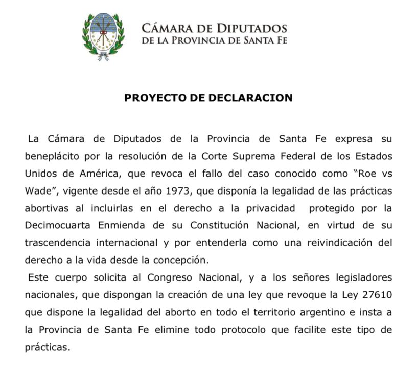 Presentamos beneplácito por la resolución que deja sin efecto el fallo #RoeVsWade #EEUU e instamos al Congreso Nacional🇦🇷 a que revoque la ley de #aborto

En #SantaFe impulsamos proyecto de #ReformaConstitucional que es único en garantizar el derecho a la vida desde la concepción