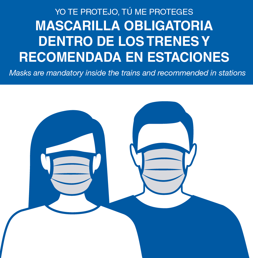 metro_madrid's tweet photo. ⚠😷 ¡ATENCIÓN! El uso de la mascarilla sigue siendo obligatorio en los trenes.
👍 Puedes quitártela en andenes y estaciones, pero te recomendamos llevarla en caso de aglomeraciones.
✅ Cúbrete correctamente nariz y boca.
#MascarillaEnMetro https://t.co/A1N5Q5FLXw