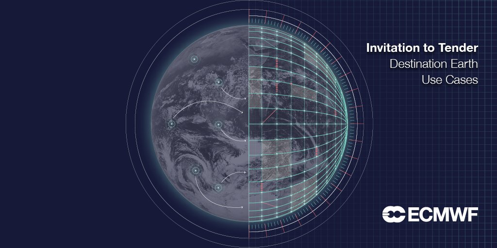 🌍🌐 You could be part of our #DestinationEarth team! If you are interested in conceptualising and demonstrating the benefits of the #DestinE #ECMWFDigitalTwins, the Use Cases #InvitationToTender is open until 15:00 BST on 14 July. Full details at ecmwf.int/en/about/suppl…