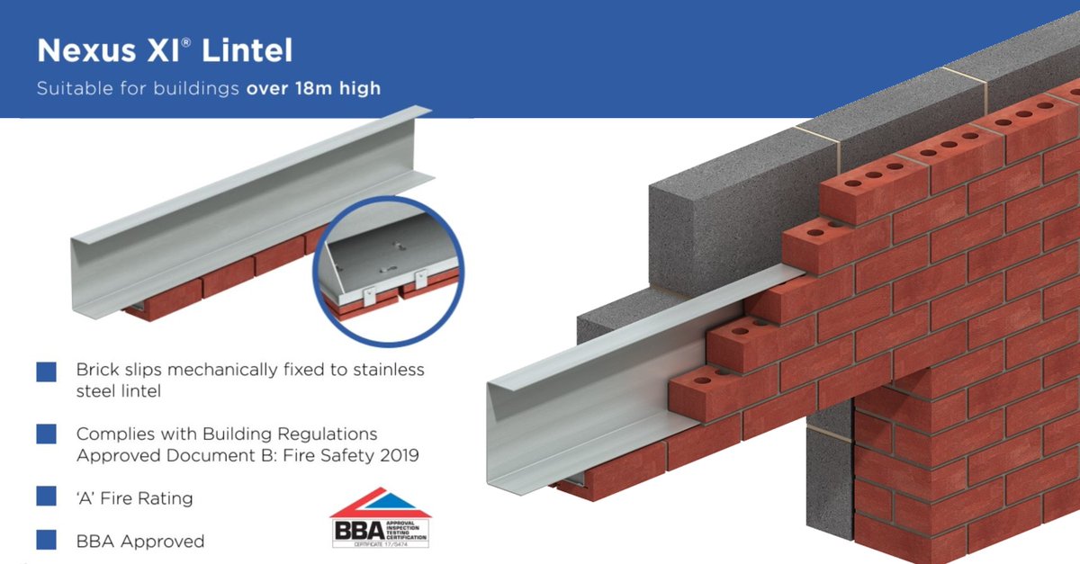 Take a closer look at our BBA approved Nexus XI brick-faced lintels - a quick and simple way of creating deep soffits above window and door openings. Check out this 100% stainless steel mechanical fix solution in our latest video - ancon.co.uk/products/linte… @IbstocKevington