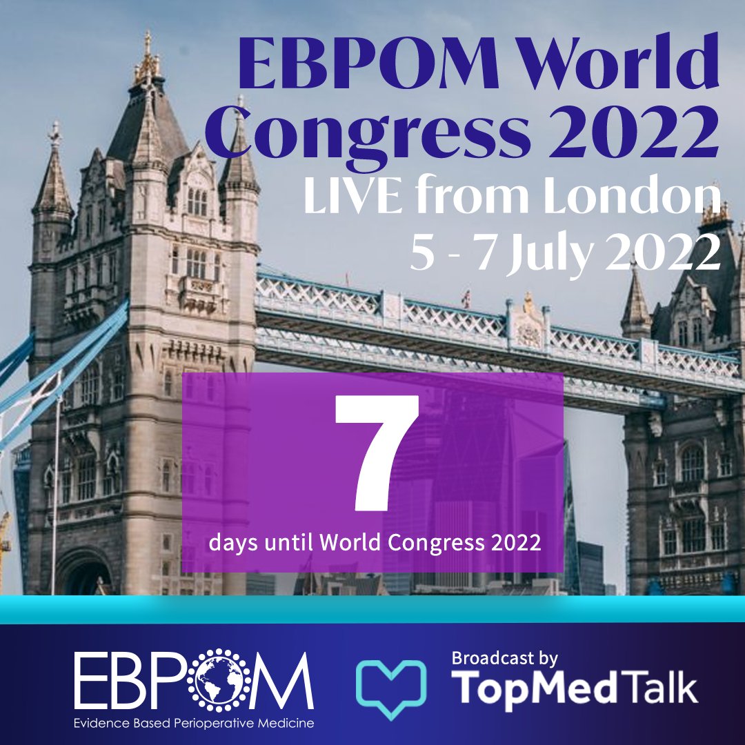🌎🌍🌏 EBPOM WORLD CONGRESS 2022 tickets now on sale. 

7⃣ Days to go!

Book NOW ▶️ ebpom.org/product/ebpom-…

#FOAMed #MedTwitter #Anesthesia #Anaesthesia