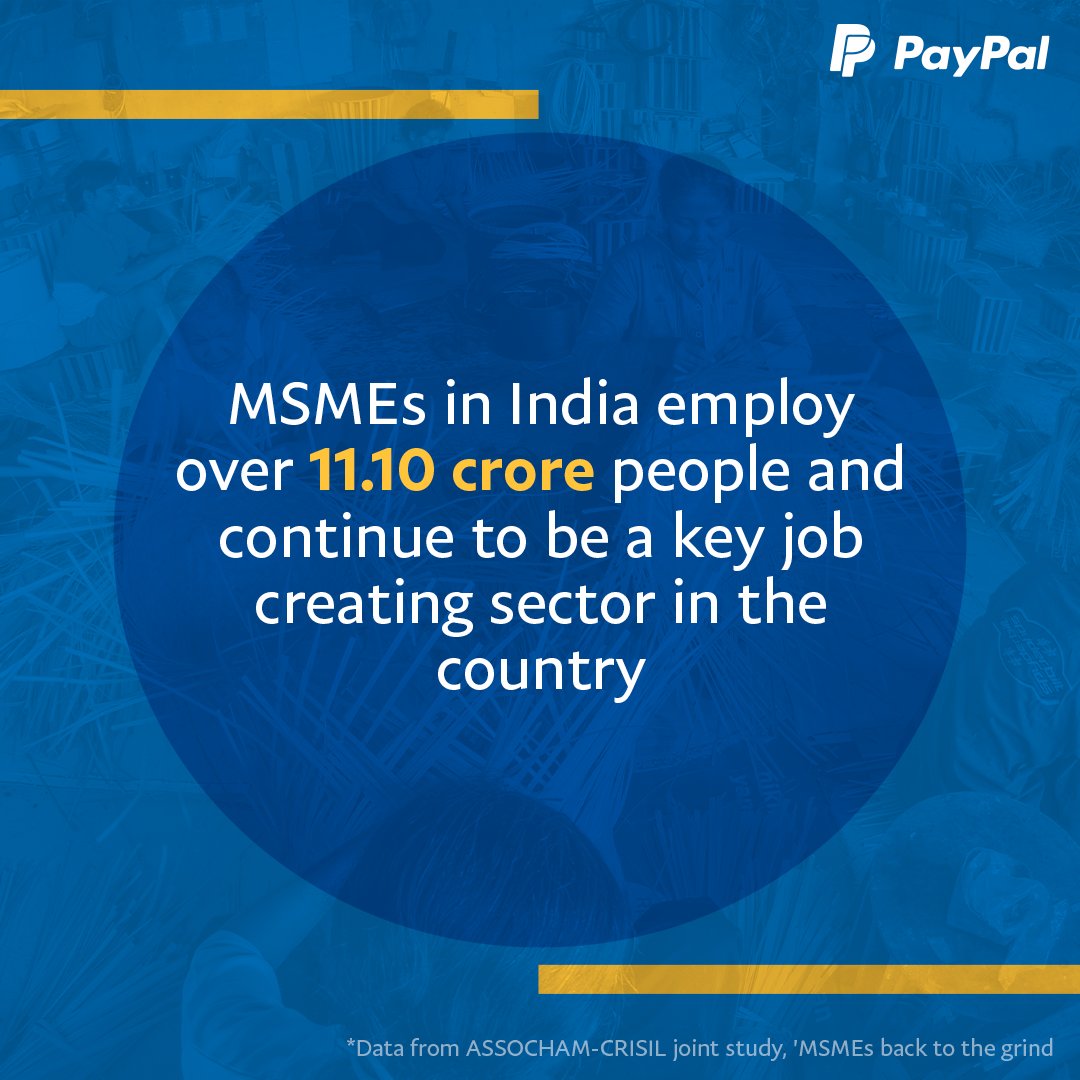 PayPalIN's tweet photo. MSMEs are the growth accelerators of the Indian economy. In addition to creating jobs, they strengthen communities and propel overall economic development and progress. This #MSMEDay, PayPal celebrates MSMEs across the country for their great work and contribution to the nation. https://t.co/MWgSIFrzRo