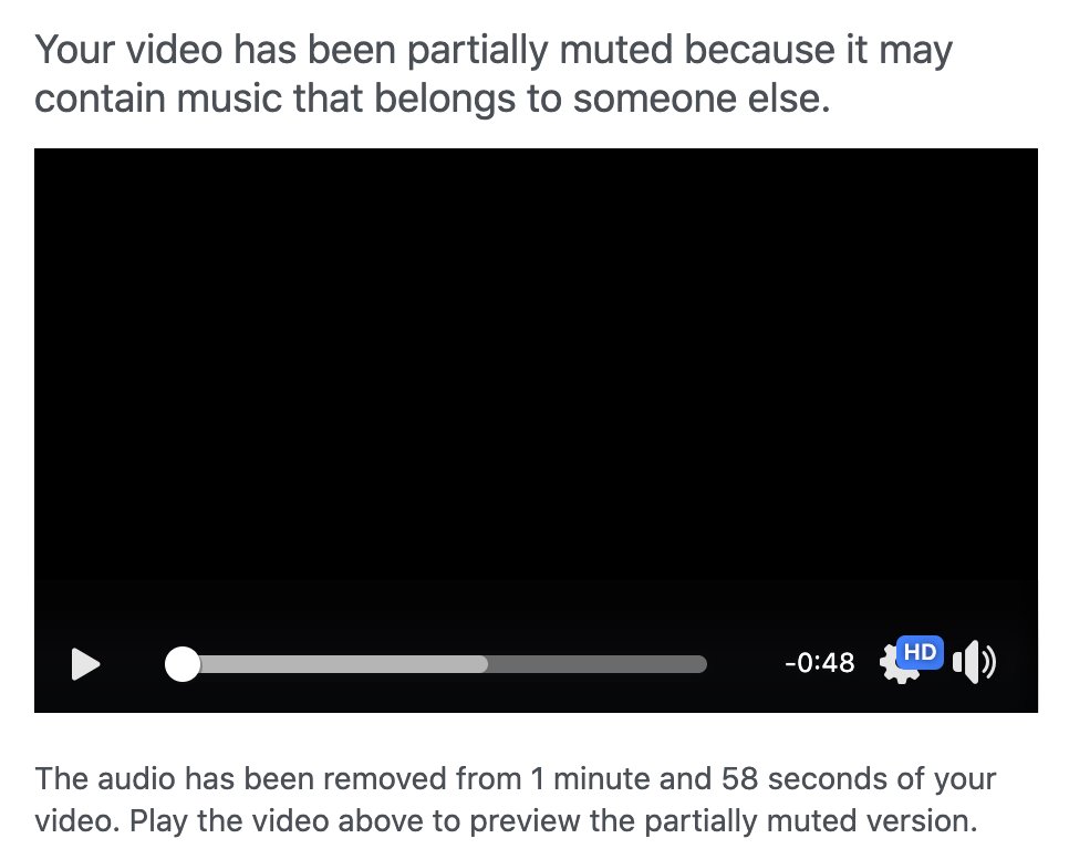 Hey <a href="/facebook/">Facebook</a> I have a small gripe with a little added confusion...

1) The audio was downloaded from a royalty free music site: uppbeat.io/track/andrey-r…

2) How exactly can 1 minute 58 seconds of audio be removed from a 48 second video?

#confused #copyright #removed #video