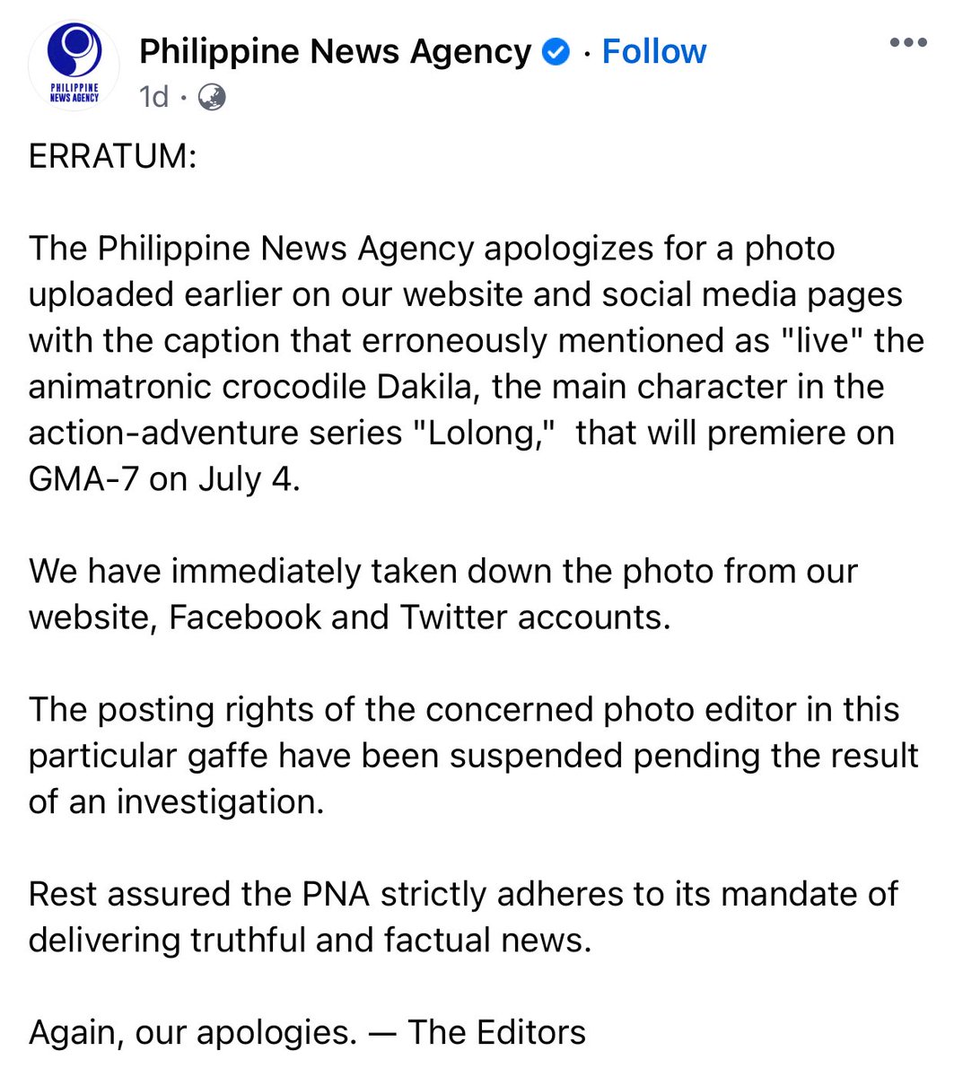 tonyocruz's tweet photo. LOOK: State news agency PNA falls for fake news https://t.co/J4IiFznhgn