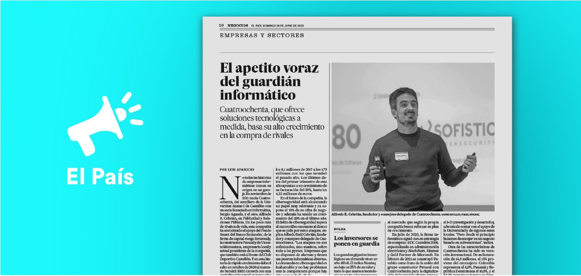Reportaje en El País sobre Cuatroochenta y su "evolución meteórica" que repasa los resultados financieros de la compañía, la estrategia M&amp;A y modelo de negocio.

➕Si estás interesado/a en la ampliación de capital de Cuatroochenta👉bit.ly/38JQkXQ