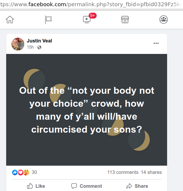 TheGuardianAn15's tweet image. The Roe v. Wade ruling sure has inspired conversation. facebook.com/permalink.php?…

Images 2 &amp;amp; 3: The response is all #GenitalAutonomyRevolution ... well, except for one weirdo. News in image descriptions!
#BornPerfect #circumcision #CulturalPerversion #Genital #mutilation #cutting