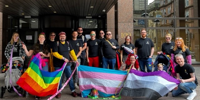 SLCComms's tweet image. What a day @prideglasgow! 

Here are some of our best snaps from our colleagues who marched proudly in the parade. 

#LetsGetBackTogether #GlasgowPride