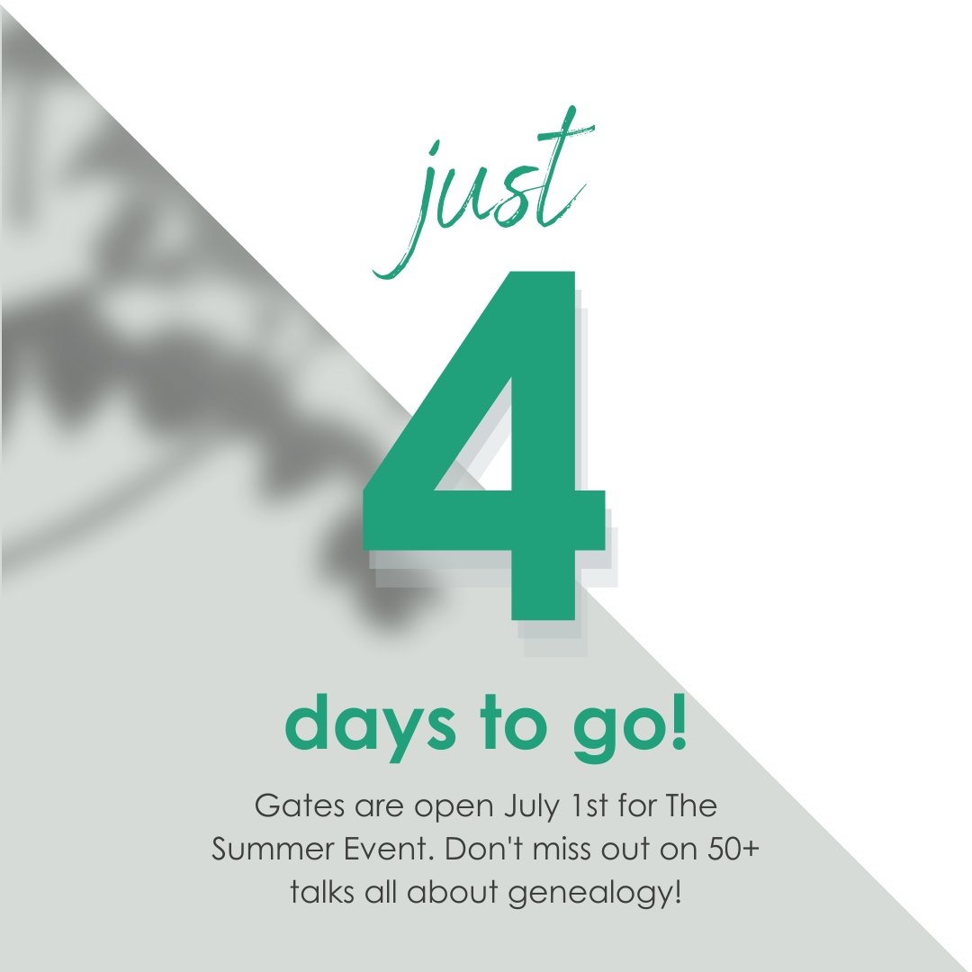 THE Genealogy Show is just 4 days away! Get ready by registering now! 😃 🎟

Tickets 👉 bit.ly/30gncmJ