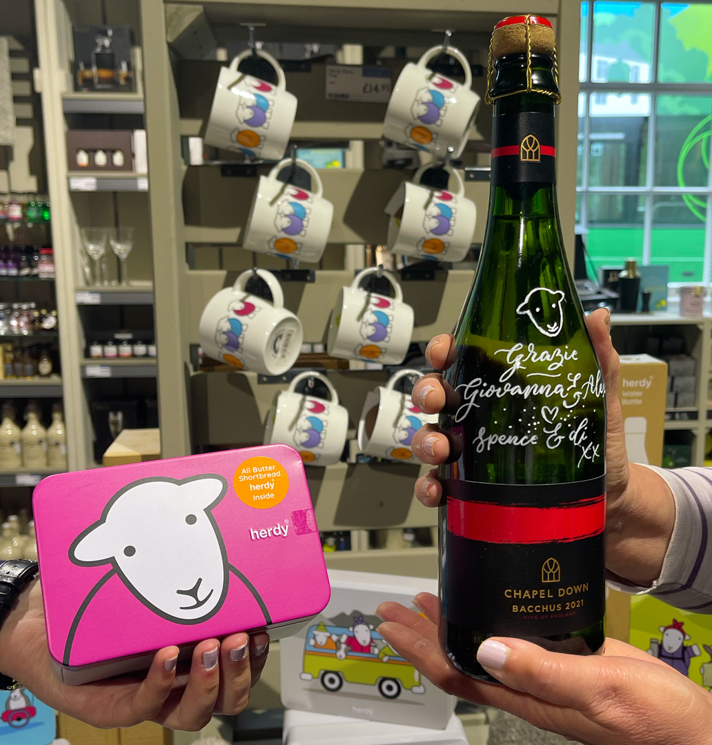Herdy popped into <a href="/BoothsCountry/">Booths Supermarket</a> over the weekend to pick up a bottle of fizz 🍾 which was b-ewe-tifully personalised by local calligraphers <a href="/mellorandrose/">Mellor & Rose</a>🖋️

and of course we had to pick up some herdy shortbread - be rude not to!

#winderemere #booths #herdy #calligraphy