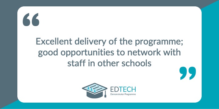 🔊The #EdTech Demonstrator Programme received this feedback from a supported #school #college. Don't miss out! ⏰ CLOSING TO REGISTRATIONS THIS WEEK for fully funded #edtech support ow.ly/oyeC50JEMZG #headteachers #governors #edreform #edleadership