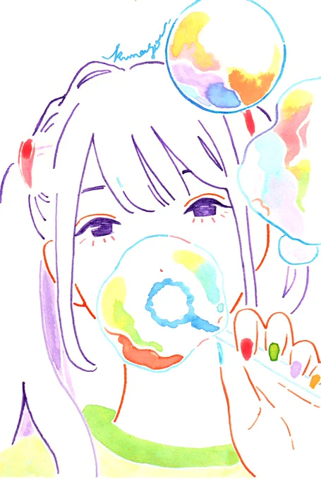 あついので涼しげな絵🌊 