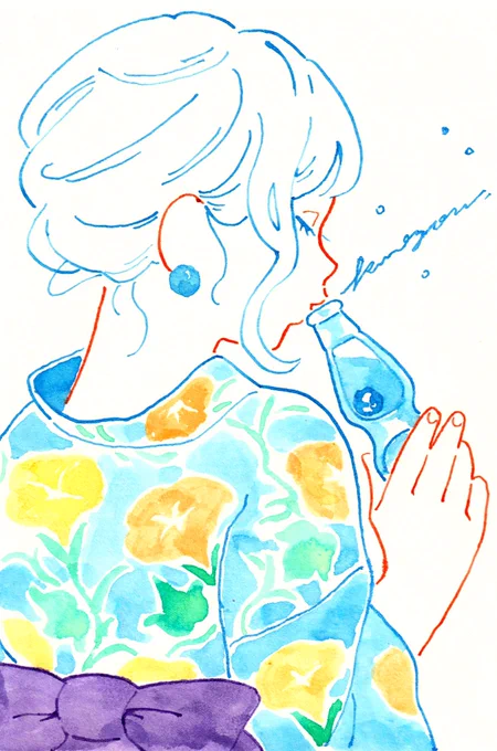 あついので涼しげな絵🌊 
