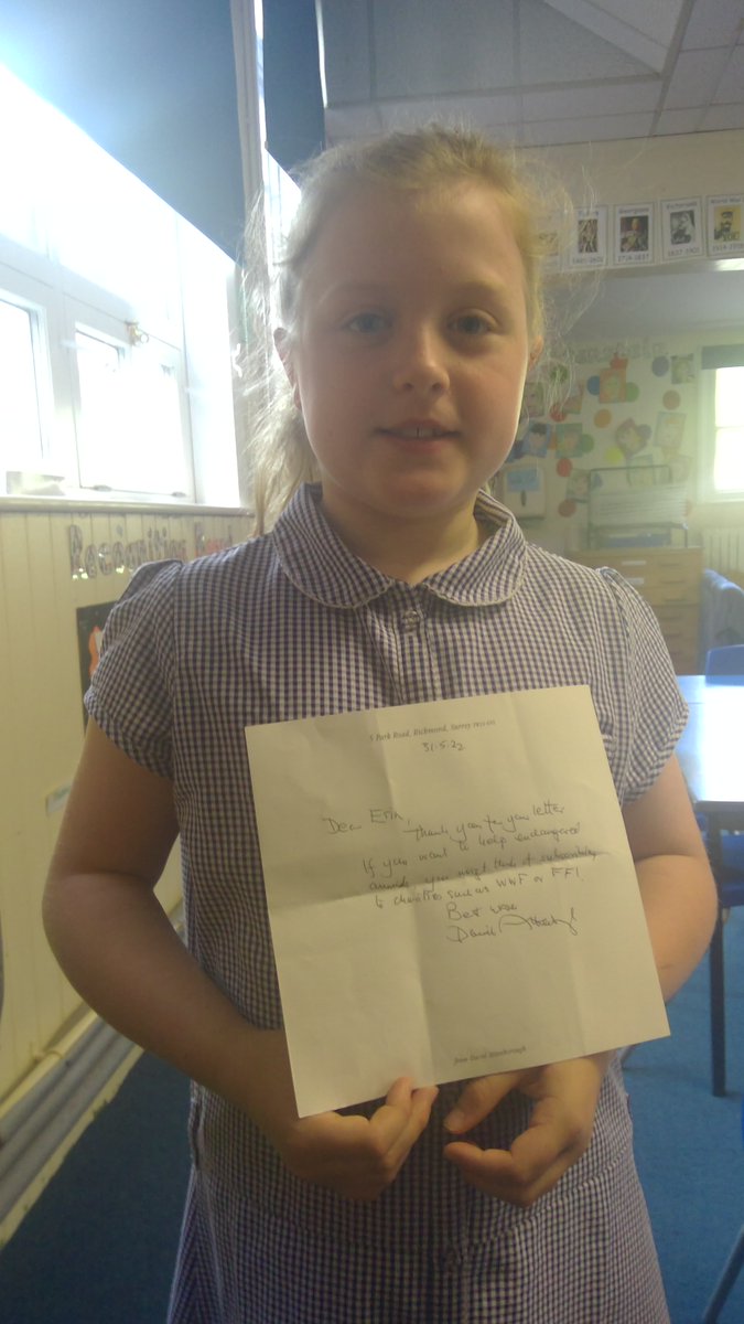 Erin wrote a letter to David Attenborough and last week she received a handwritten reply about how to help endangered animals. Incredible!