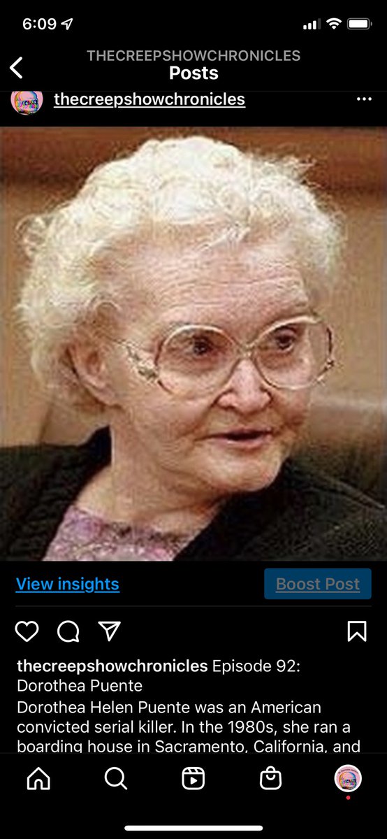 TheCreepshow1's tweet photo. Episode 92: In the 1980s, Dorothea Puente ran a boarding house in Sacramento, California, and murdered various elderly and mentally disabled boarders before cashing their Social Security checks. Newspapers dubbed Puente the "Death House Landlady" https://t.co/ivKUB0248y