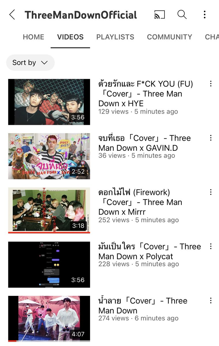 ก็ปล่อยเพลง cover รัวๆ 5เพลงติดไปเลยสิคะ #threemandown