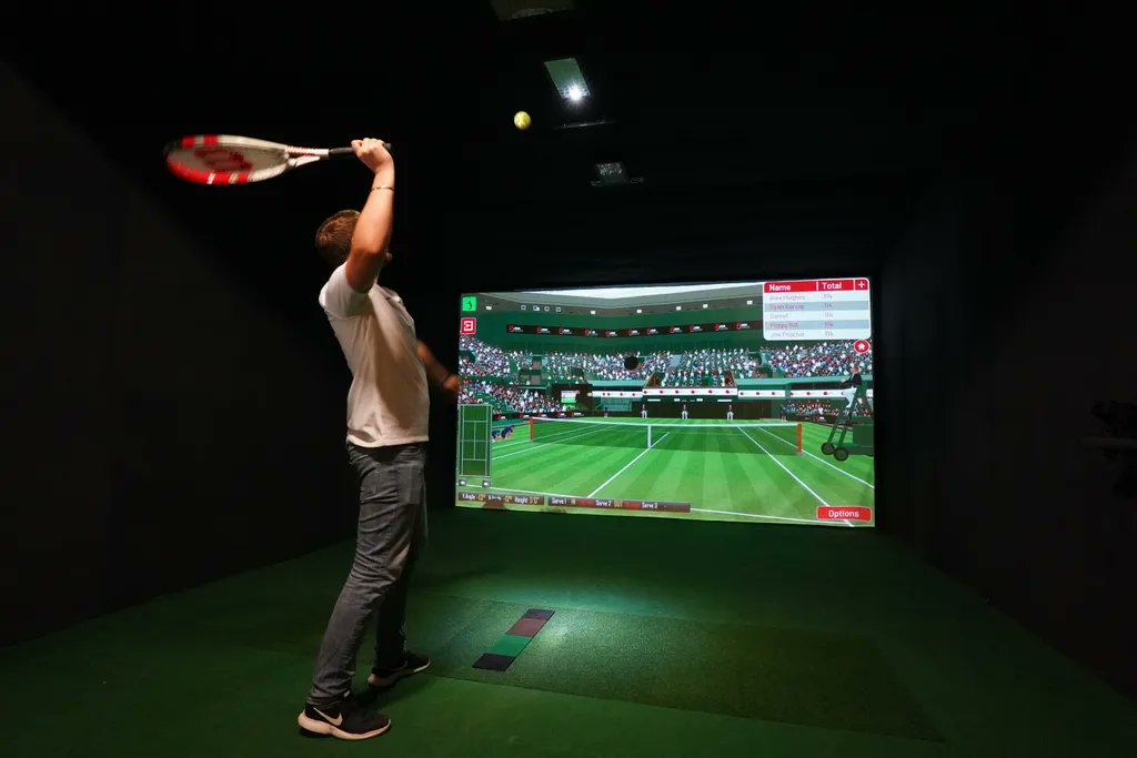 Q_cinemas's tweet photo. Wimbledon 2022 is here! 🎾 Fancy practising how to serve? Or putting your skills to the test in a match against friends? Bring your love of tennis home with a Sports Simulator. #wimbledon #wimbledon2022 #sportssimulator https://t.co/xZ591tPQx7