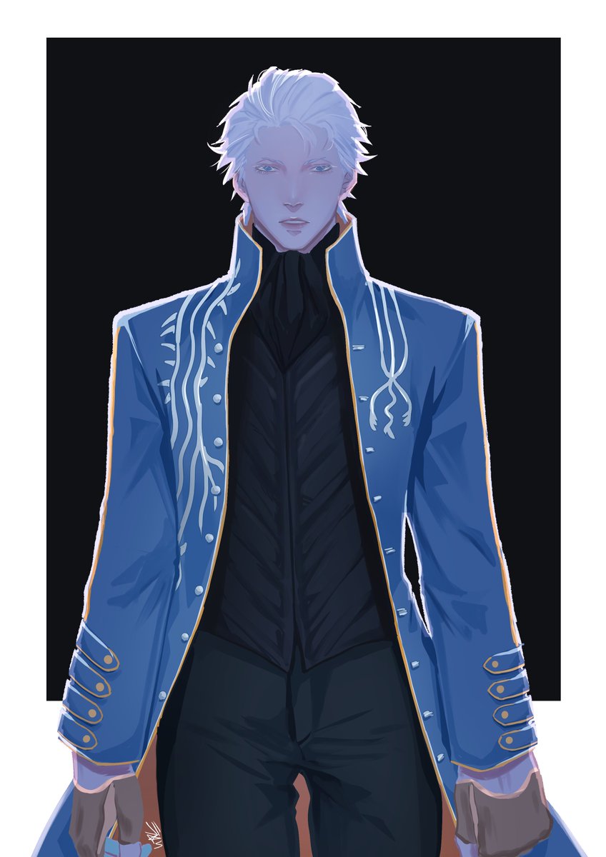 Vergil from devil may cry 5 in an anime art style