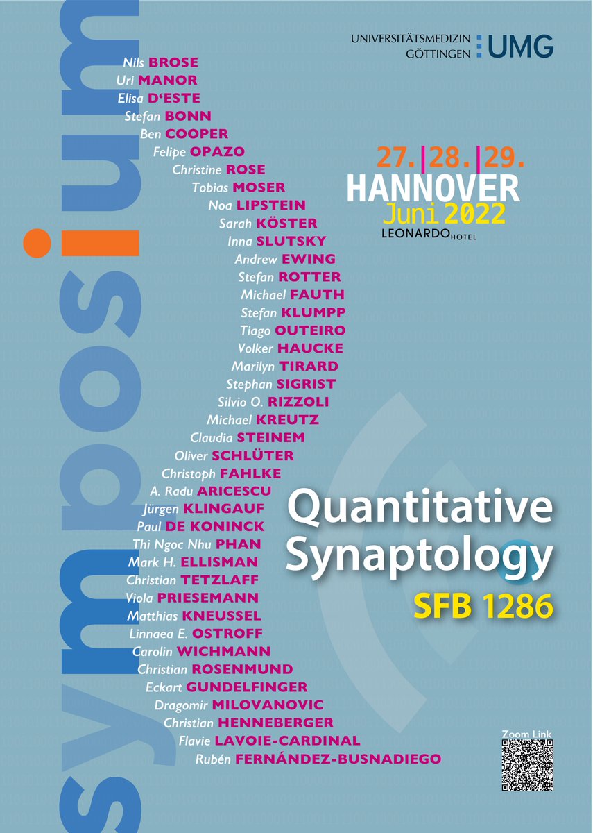 Today we start our #SFB 1286 #Symposium on "Quantitative Synaptology" with a great list of speakers. We expect excellent #science and exchange of ideas for the next 3 days in Hannover!