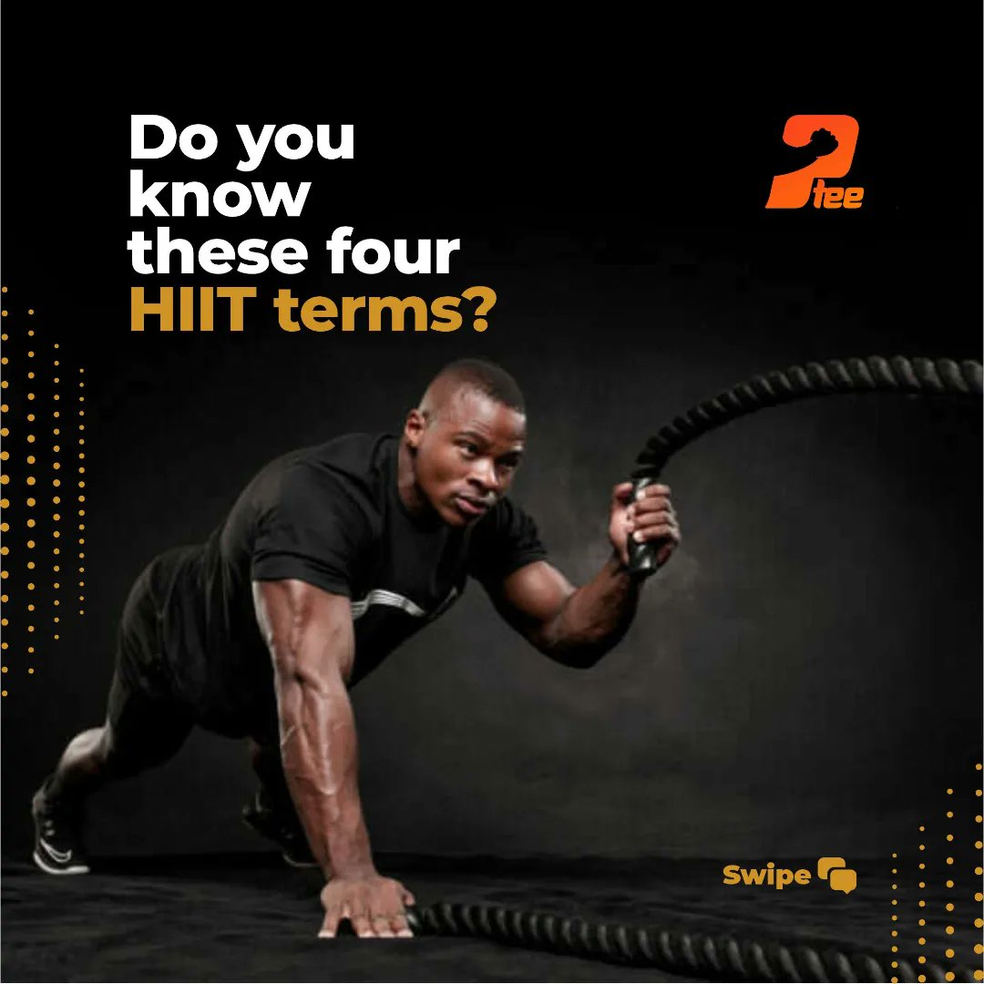 GetaTrainerNow's tweet image. We’ve all heard some Fitness terms like HIIT, AMRAP at some point but what do they actually mean? Swipe 👉🏽to see more terms &amp;amp; how we explained each.

Welcome to a new week, and don't forget to book a trainer on P-TEE! 

#hiitworkout #PTEE #fitfam #workouts