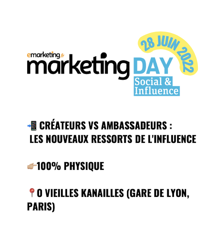 Emarketing_fr's tweet photo. MARKETING DAY SOCIAL & INFLUENCE
Le 28 juin 2022, Marketing Magazine vous donne rendez-vous pour faire le point sur les nouvelles tendances de l'influence et les best practices des marques en la matière.
Suivez en direct sur nos réseaux sociaux cet événement dès 10 heures. #mday https://t.co/7WyDWPiPyU