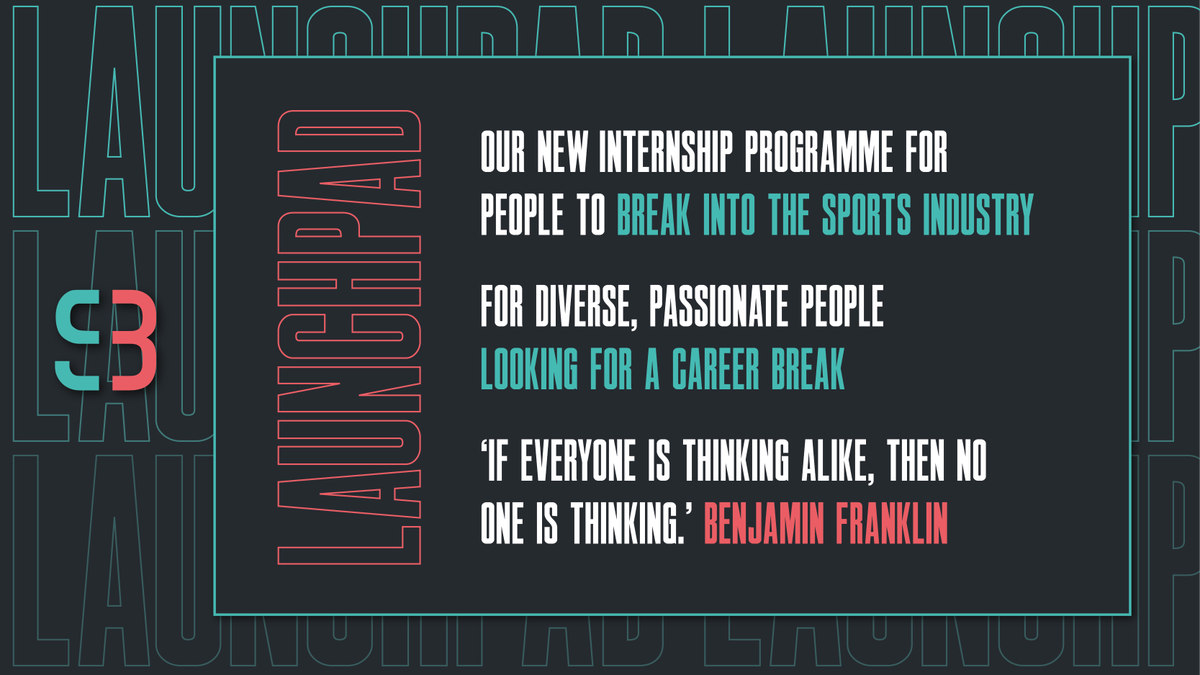 Today we are launching an internship for diverse people to break into the sports marketing industry. If you believe you might face barriers or feel at a disadvantage in starting your career then please apply. To find out more visit rb.gy/qymash #internship #sportsbiz