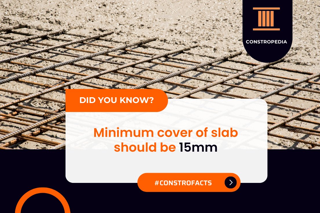 constropedia's tweet image. Minimum cover of slab? 
#construction #concretework #concrete