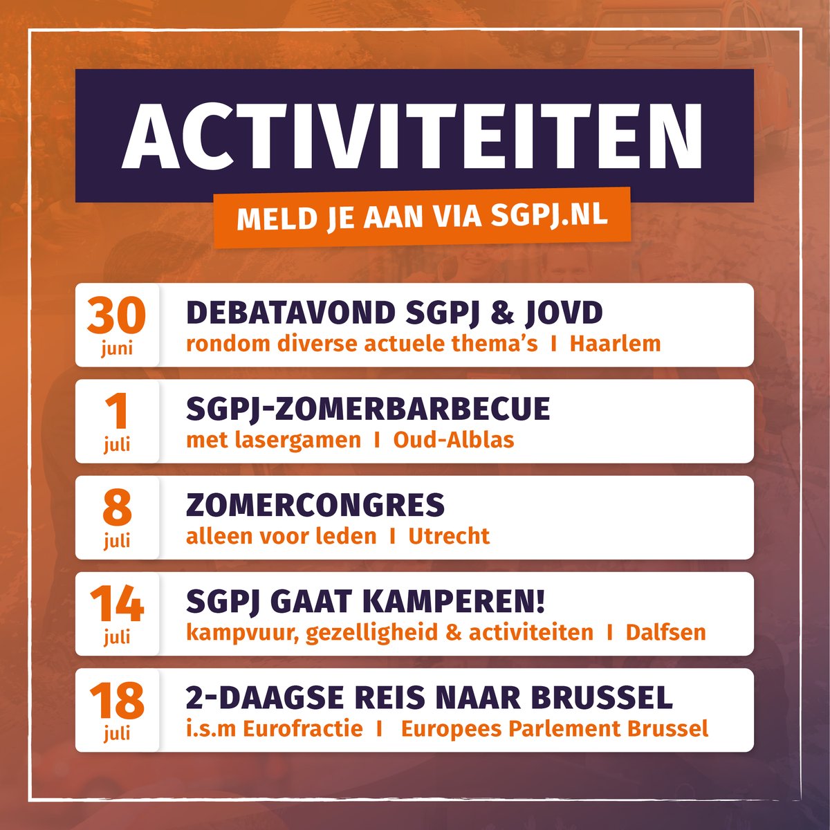 Kom naar één van onze activiteiten! 😃 Check snel sgpj.nl/activiteiten en meld je aan!