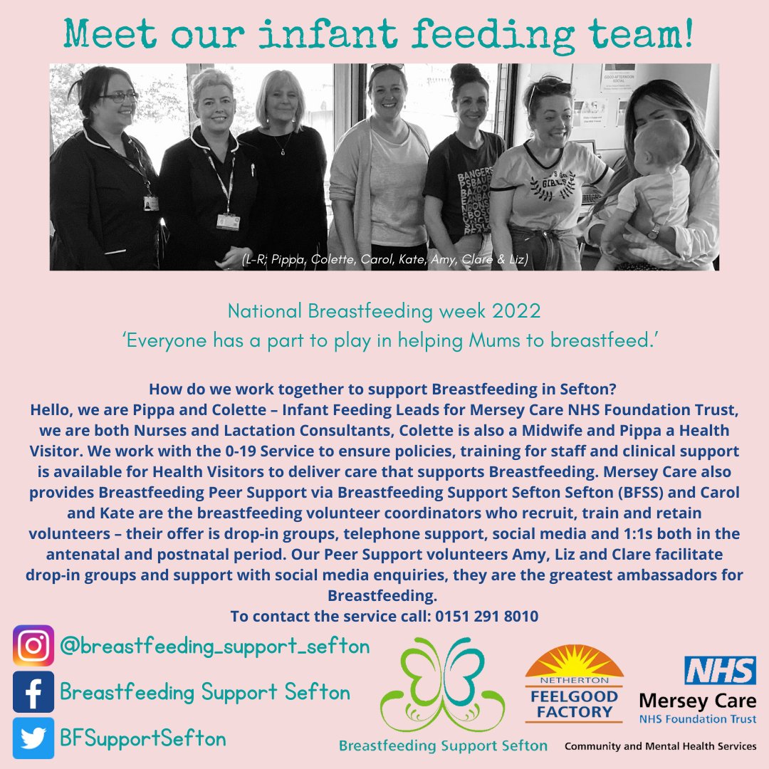 Meet the #Sefton #Infant #Feeding #Team

Theses lovely smiling faces belong to Infant feeding leads, project coordinators and the #AMAZING volunteers that make our service possible.

#Nationalbreastfeedingweek #Breastfeedingweek2022