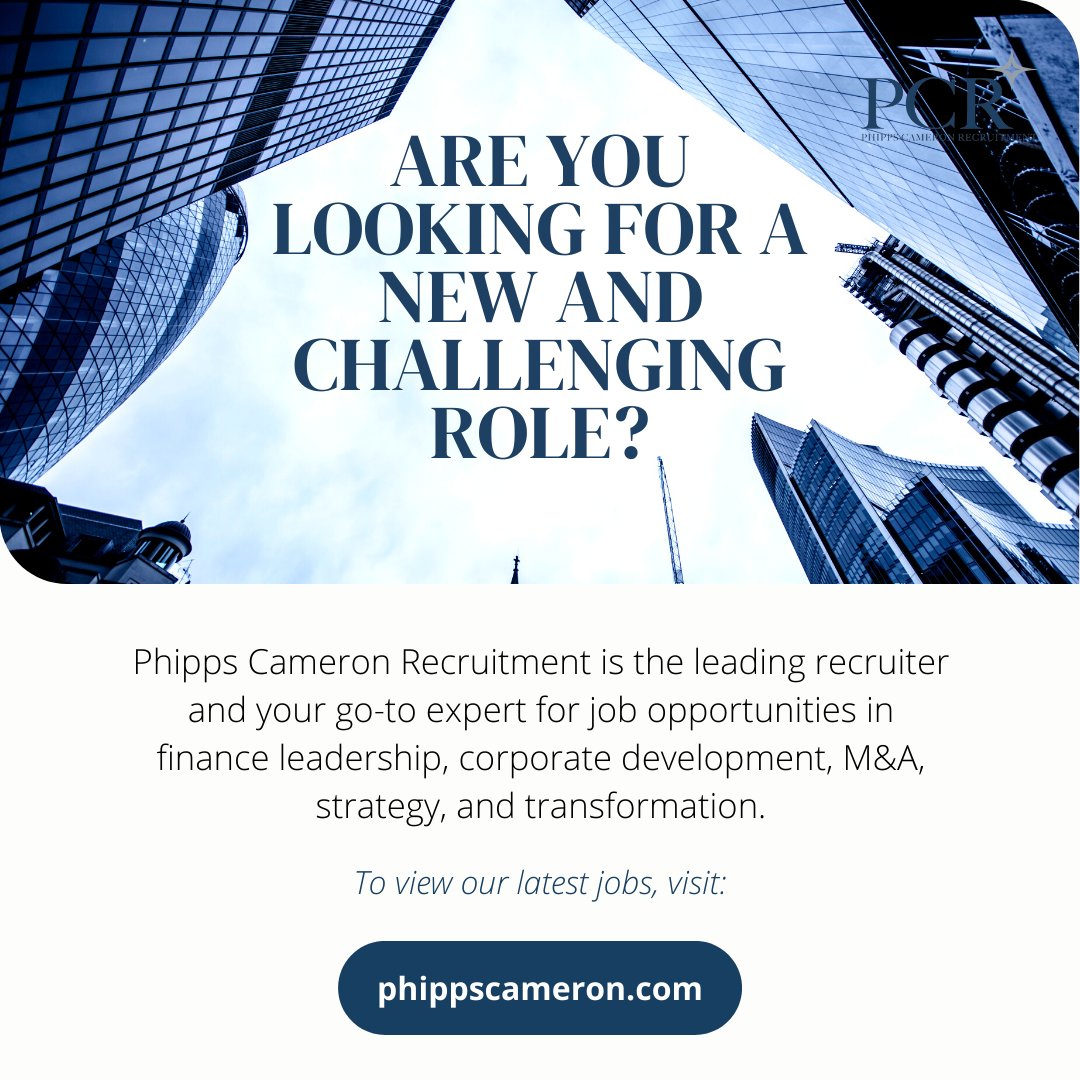 PCRecruit's tweet photo. Looking for your next job in finance leadership, corporate development, M&amp;A, strategy or transformation? For more details, visit: https://t.co/xFUohGORAJ 

#Recruitment #FinanceLeadership #CorporateDevelopment #MandA https://t.co/J3bwEwiHM1