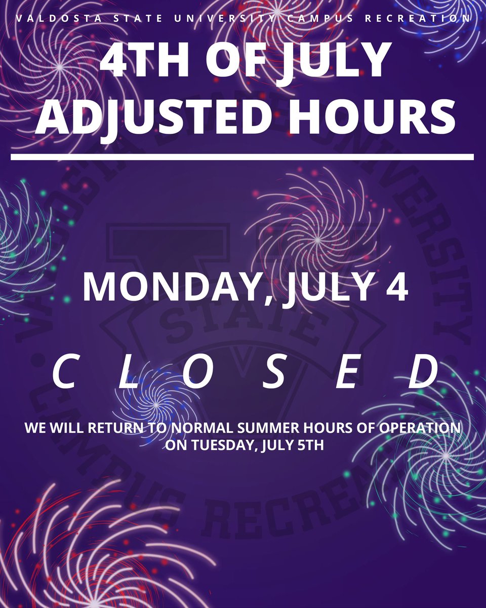 The SRC will be closed July 4th. We will return to normal business hours July 5th. Have a great and safe holiday! 🎆🇺🇸