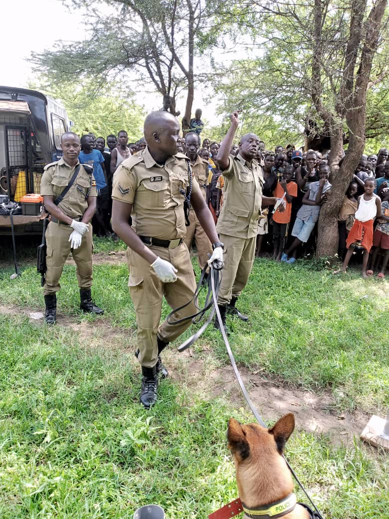 K9 deploys sniffer dogs to 9 Karamoja districts

The Commadant Police K9 Unit CP  <a href="/MugumeMartin10/">Dr.Mugume Martin</a> together with the Commandant ASTU CP Kasirabo Elias  have today started sensitiziting the communities in  Karamoja on the use of police sniffer dogs in fighting crime.