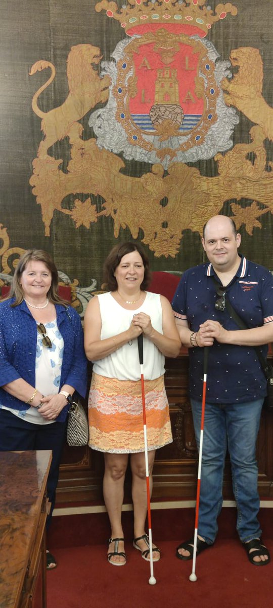 Con motivo del Día Internacional de la Sordoceguera, ASOCIDE (Asoc. de Personas Sordociegas de la C. V.) acompañados por la concejala de Acción social y Familia Julia Llopis, visitaron el Salón Azul del Ayto. de Alicante. Esta noche se iluminará la emblemática Pza. de Los Luceros