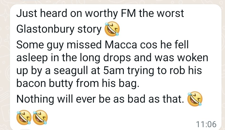 This has just come up on our Glastonbury WhatsApp.