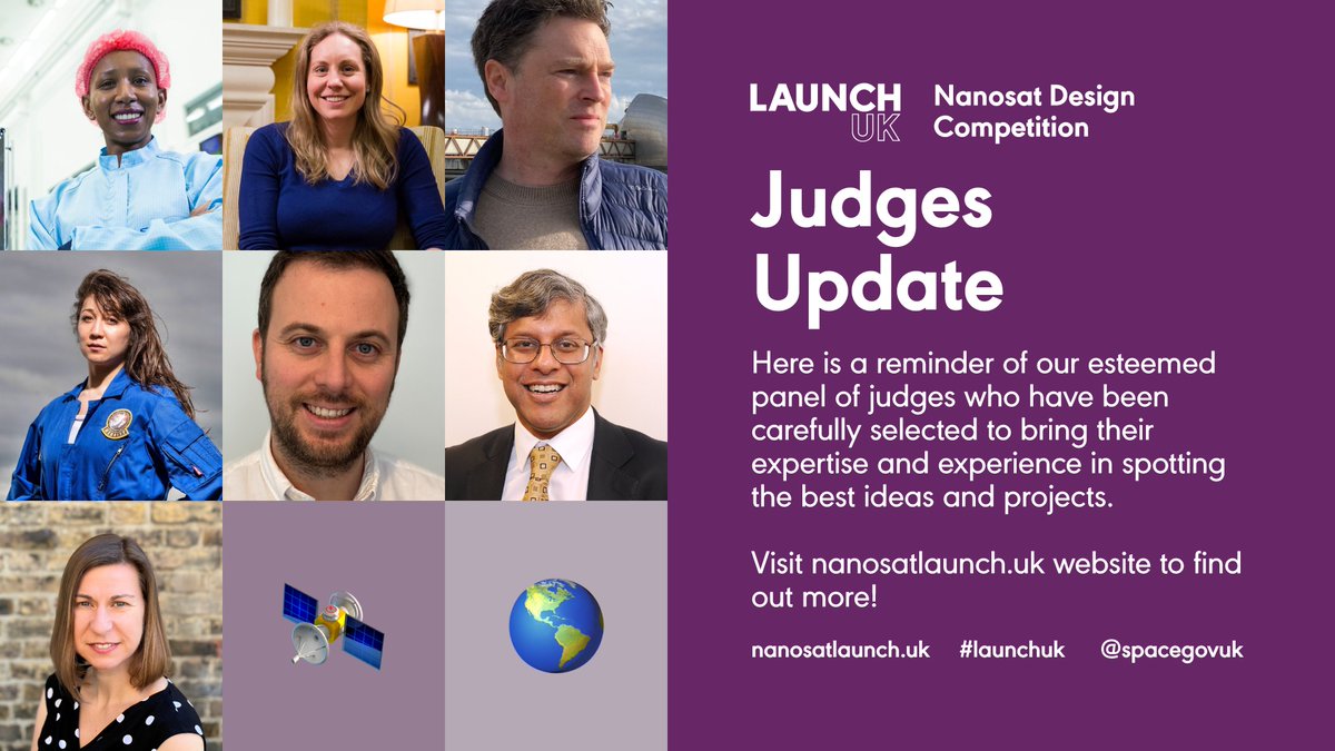 SpacetimeDev's tweet image. Our judging panel have been reviewing the final shortlist and are making their decision, watch this space for further announcements... 

Visit nanosatlaunch.uk website to find out all about the judges! 🛰️️🌎 

#LaunchUK #nanosatcomp @spacegovuk @transportgovuk