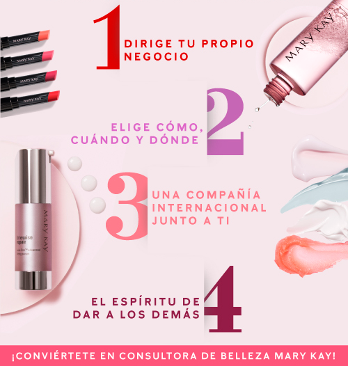 marykayespana's tweet photo. 4 motivos para emprender en el mundo de la belleza. ¡4 motivos para hacerte Consultora de Belleza Mary Kay! #VenAMaryKay 
Más información aquí: https://t.co/nBsQyT9fL9 https://t.co/lzYghUSvsX