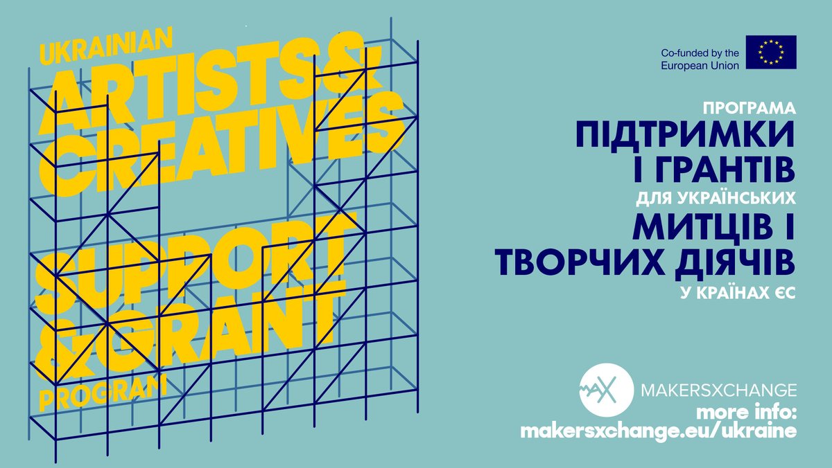 MAX launched the new Support &amp; Grant program for #Ukrainianartists &amp; creatives, to help them resume their professional practices⚡️
For more info 👉 makersxchange.eu/ukraine/

#StandWithUkraine️ #mobilityprogram

@CreativeHubsNet <a href="/fablabbcn/">Fab Lab Barcelona</a> <a href="/uptecporto/">UPTEC</a> <a href="/makeryfr/">Makery</a> <a href="/europe_creative/">Creative Europe</a>