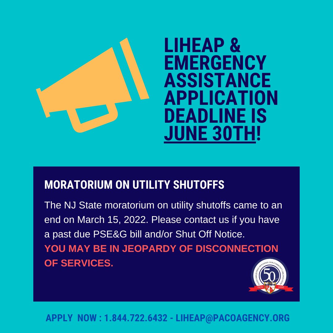 Thursday, June 30th is the deadline for LIHEAP applications! Email or bring your application to PACO offices by Thursday to be considered for assistance this season!