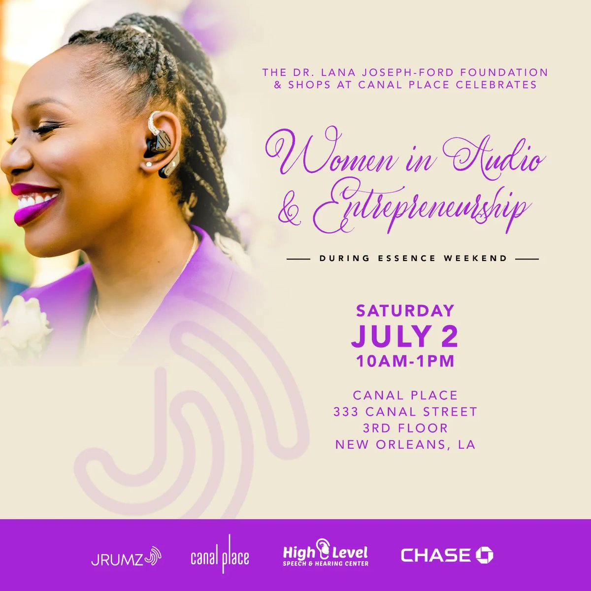 DrJ_hearingdoc's tweet photo. You're invited to join us for a Women Empowerment Brunch &amp; Panel Discussion during Essence Fest in New Orleans on Saturday July 2, 2022 10a-1pm. It's going to be amazing! Scan the QR code to register today! #ESSENCEFest #womenempowerment #womeninaudio #womenentrepreneurs https://t.co/JD5aQsThGo