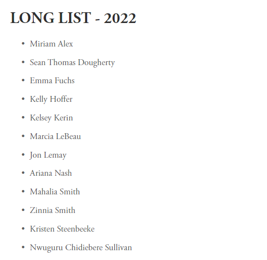 foundlingspress's tweet photo. The longlist is out! Congratulations to these poets and thanks to all who submitted to the Ralph Angel Poetry Prize. We'll announce Guest Judge David St. John's selection for the 2022 winner in July. https://t.co/ynHA4hDBnN https://t.co/ANpAixFx0J
