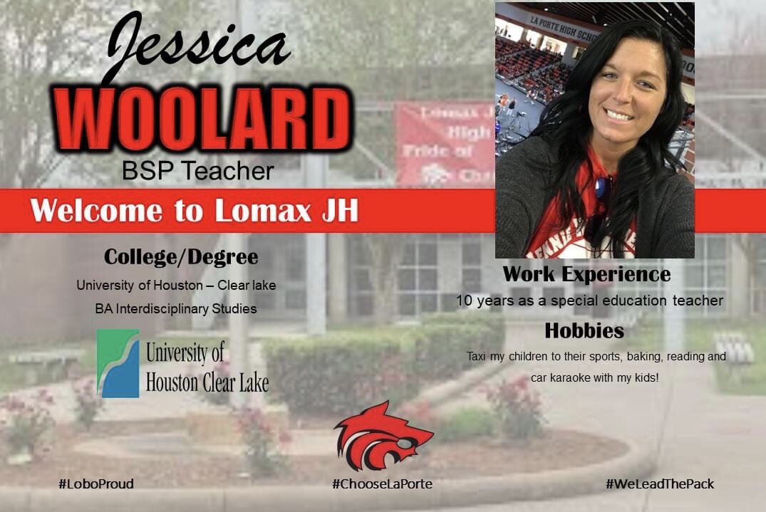 LXJ_LOBOS's tweet photo. Hey Lobos! Please welcome Mrs. Jessica Woolard to the Lobo Family! She is going to be a great addition to LXJ! #LoboProud #WeLeadThePack #ChooseLP https://t.co/T2AxA3BcXN