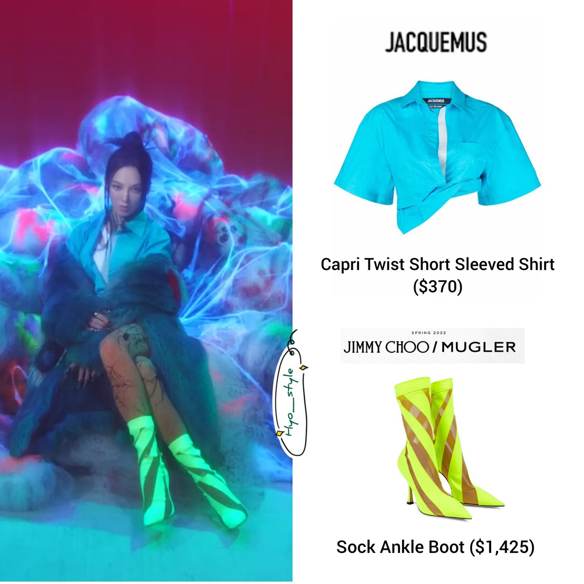 [HYO STYLE] As Seen Hyoyeon on HYO 효연 [휩 (DEEP)] Music Video

JACQUEMUS
👚Capri Twist Short Sleeved Shirt ($370)

Jimmy Choo X Mugler 
👢Sock Ankle Boot ($1,425)

#효연 #Hyoyeon #hyostyle #HYO 
#Jacquemus #JimmychooxMugler