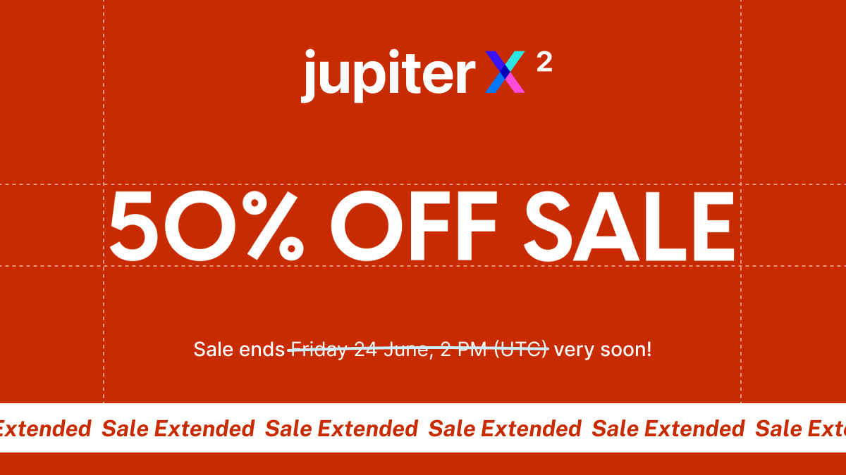 Sad to see #Envato’s mid-year sale end? We’ve got good news for you—the 50%-off savings on Jupiter X is now extended! This means you can still give your website the revamp of your dreams for half the price 🤩 but act fast as this #sale ends soon!
bit.ly/3y0PVJ0