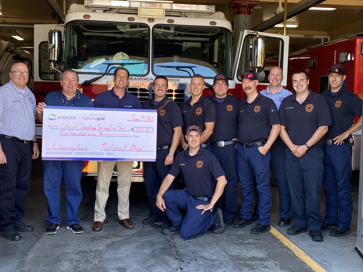 On Friday, I had the honor to present the City of Saratoga Springs Fire Dept a check for $500, a grant that they won in a drawing by having 100% completion in <a href="/nationalgridus/">National Grid US</a> award winning 1st responder e-learning training.  Check it out firstresponder.ngridsafety.com