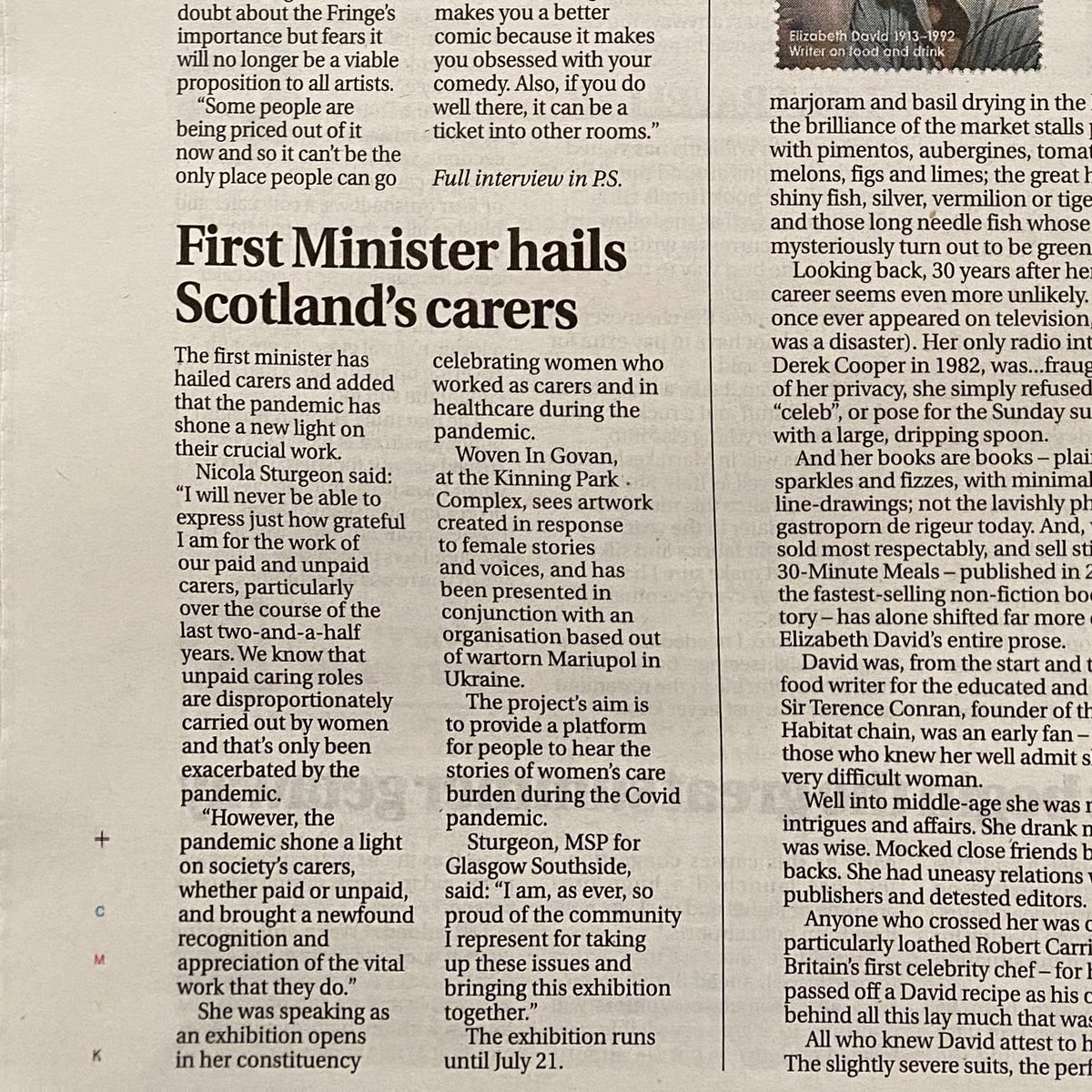 Studio_FV's tweet photo. Hail to the heroes... #TheSundayPost quotes @NicolaSturgeon on the #WoveninGovan #exhibition @KinningParkComp #women #art #community #care @tsbeall @_kamling @dstitch #AlexWilde @LizFable @AilieRutherford @Audsvisual @NHSGGC @CreativeScots @Intercult @HeritageFundSCO #MariupolTU https://t.co/fXv8obmpER
